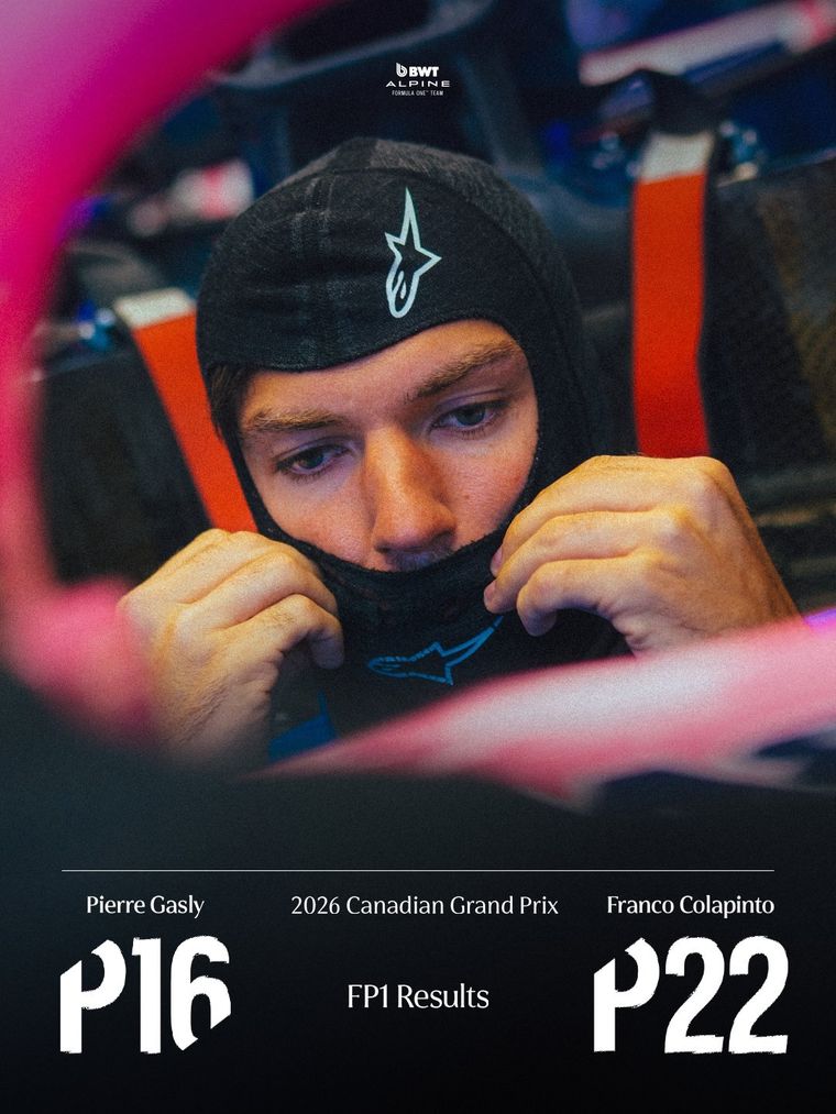 Problemas para Franco Colapinto y Pierre Gasly en la única práctica libre del GP de Canadá. Problemas para Franco Colapinto y Pierre Gasly en la única práctica libre del GP de Canadá.