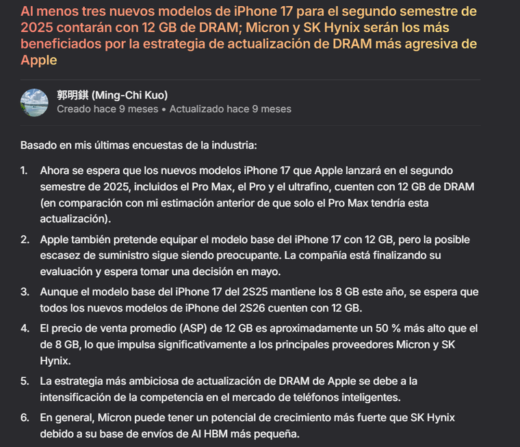 El reporte del analista Ming-Chi Kuo vaticina la capacidad de RAM de los próximos iPhone. El reporte del analista Ming-Chi Kuo vaticina la capacidad de RAM de los próximos iPhone.