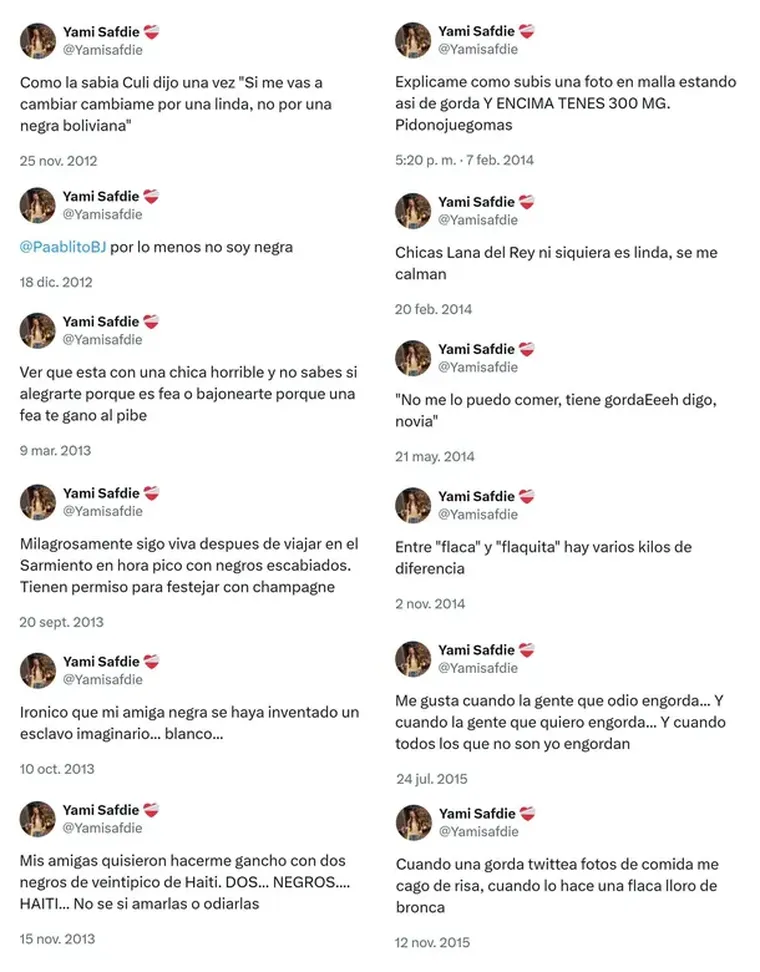 Algunos de los polémicos tuits. Algunos de los polémicos tuits.