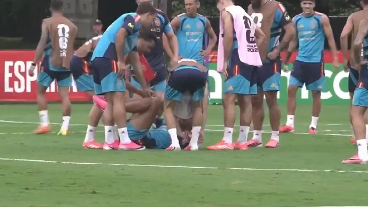 Preocupante imagen en el entrenamiento de España a días del 