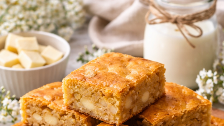La receta de brownie de chocolate blanco se hizo viral en redes por su color claro y su textura súper húmeda. La receta de brownie de chocolate blanco se hizo viral en redes por su color claro y su textura súper húmeda.
