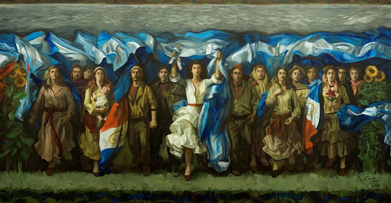 La constitución guía al pueblo, obra de Guillermo Roux en la legislatura de Santa Fe