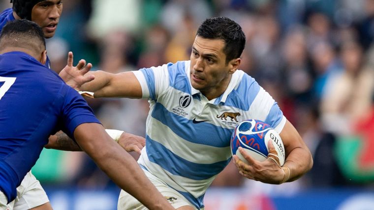 Matías Moroni en acción con la camiseta de Los Pumas. Matías Moroni en acción con la camiseta de Los Pumas.