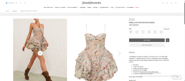 El vestido de la firma Zimmerman que utilizó la actriz tiene un valor de mercado cercano a los 5 millones de pesos. El vestido de la firma Zimmerman que utilizó la actriz tiene un valor de mercado cercano a los 5 millones de pesos.