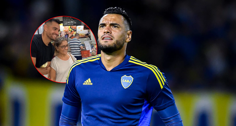 Romero y la foto con la mujer en un supermercado. Foto: MDZ