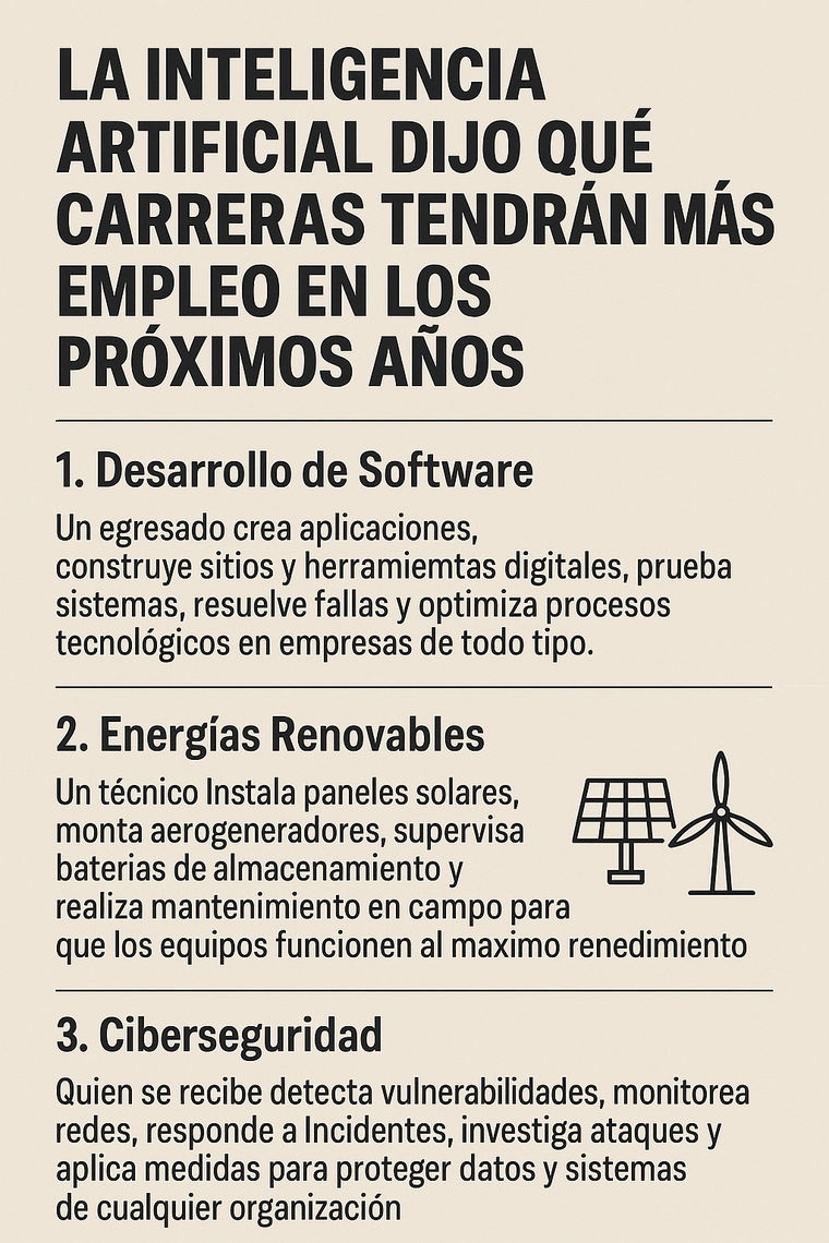 Las tres carreras elegidas por la inteligencia artificial. Las tres carreras elegidas por la inteligencia artificial.