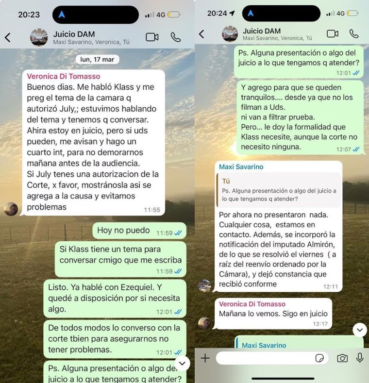Los chat entre los jueces del Tribunal Oral en lo Criminal N°3 de San Isidro. Los chat entre los jueces del Tribunal Oral en lo Criminal N°3 de San Isidro.