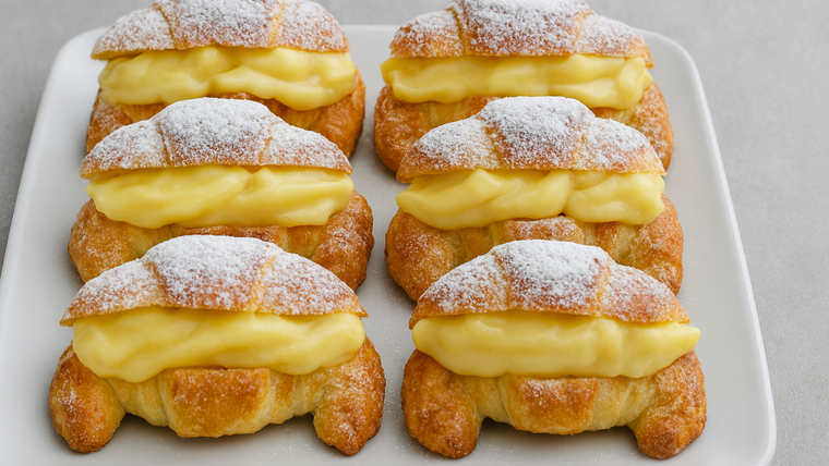 Receta de medialunas rellenas suaves y bien cremosas