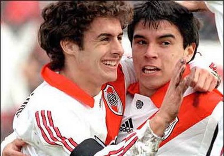 Aimar, acá junto a Saviola, en River. Foto: WEB