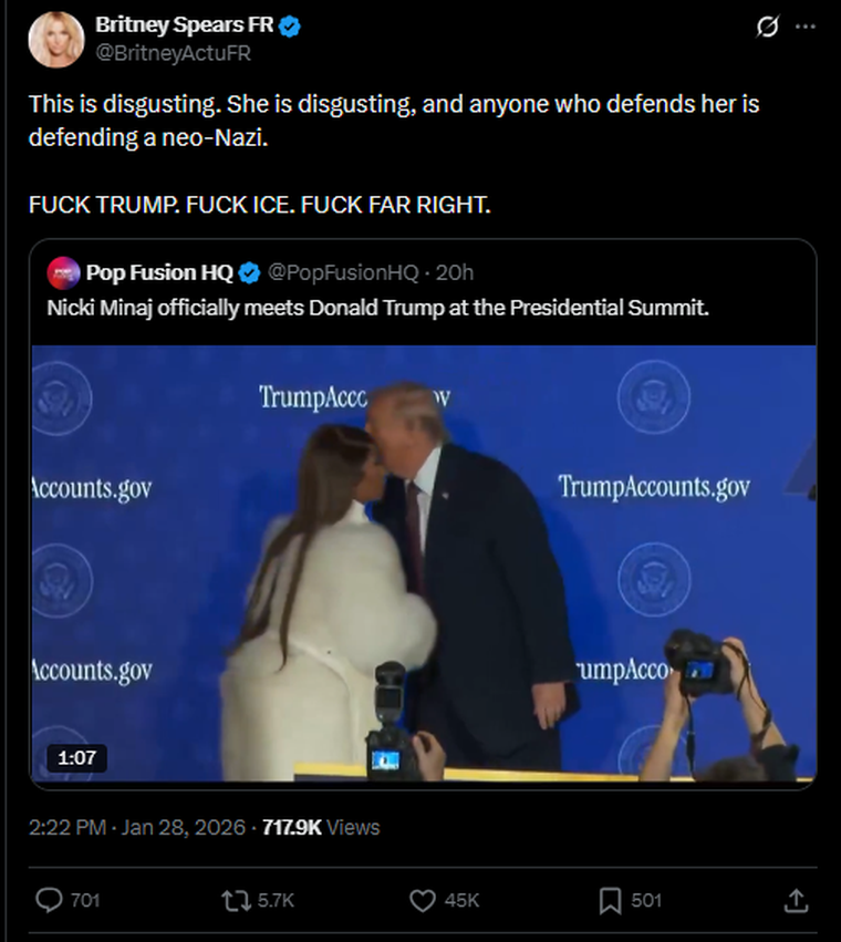 El posteo de Spears en X. El posteo de Spears en X.