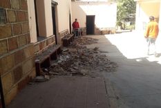 Derrumbe en una parroquia de la localidad de Famatina, donde fue el epicentro del sismo con una intensidad de 5,9 grados en la escala de Richter. Foto: X