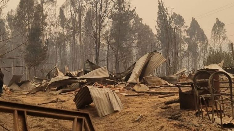 La intensidad de los incendios en Chile ha sido tan fuerte que en sólo cinco días se ha quemado en el país una superficie equivalente a dos años de incendios. Foto: JOHN SANHURZA CORTÉS