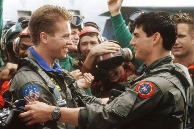 Val Kilmer y Tom Cruise en la primera entrega de Top Gun Foto: Redes sociales.