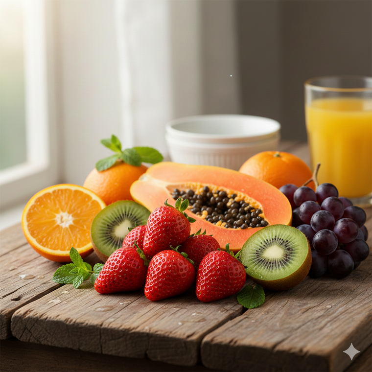 La frutas que aportan colágeno natural. Fuente: IA Gemini.