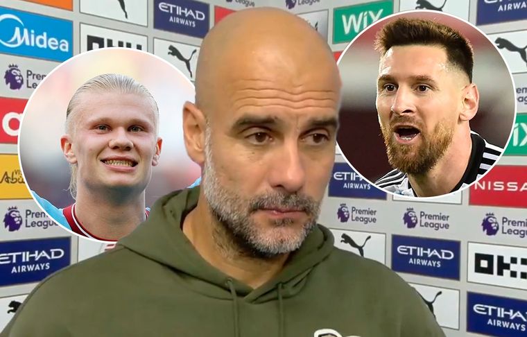 Guardiola El entrenador español elogió a Messi al referirse a Haaland.