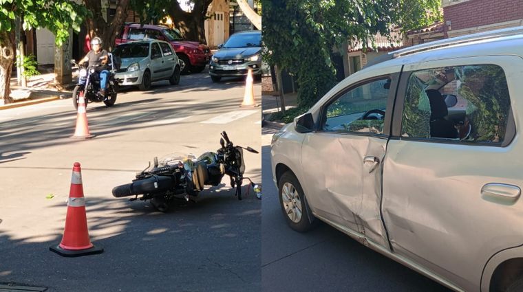 El accidente tuvo lugar en Godoy Cruz cuando una moto chocó con el costado de un auto.