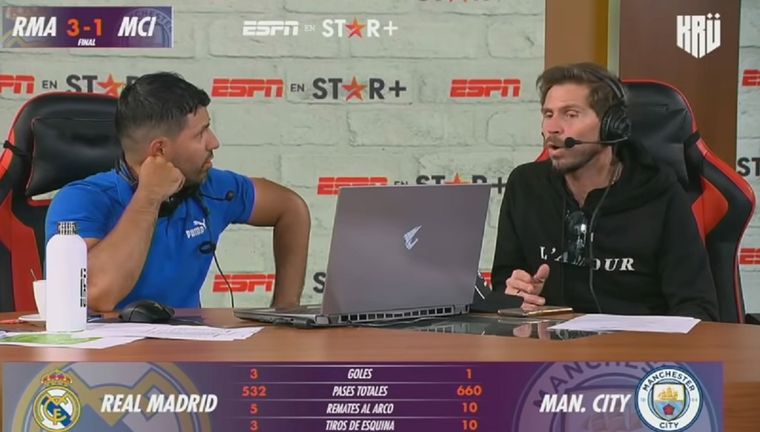 El Kun incomodó al Pollo. Foto: Captura