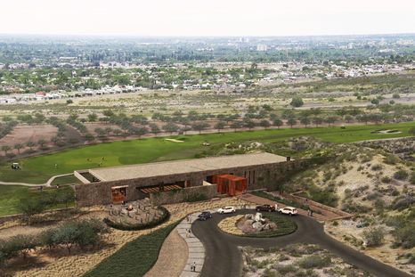 Vista aérea del club house donde funcionará un restaurante, gimansio, vestuarios y SUM.