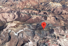 Epicentro de uno de los últimos sismos registrados en Mendoza. Ocurrió el viernes último a las 18.47 y fue de magnitud 3.0, y el epicentro (imagen), a 87 km al NO de la ciudad de Mendoza. Foto: GOOGLE MAPS