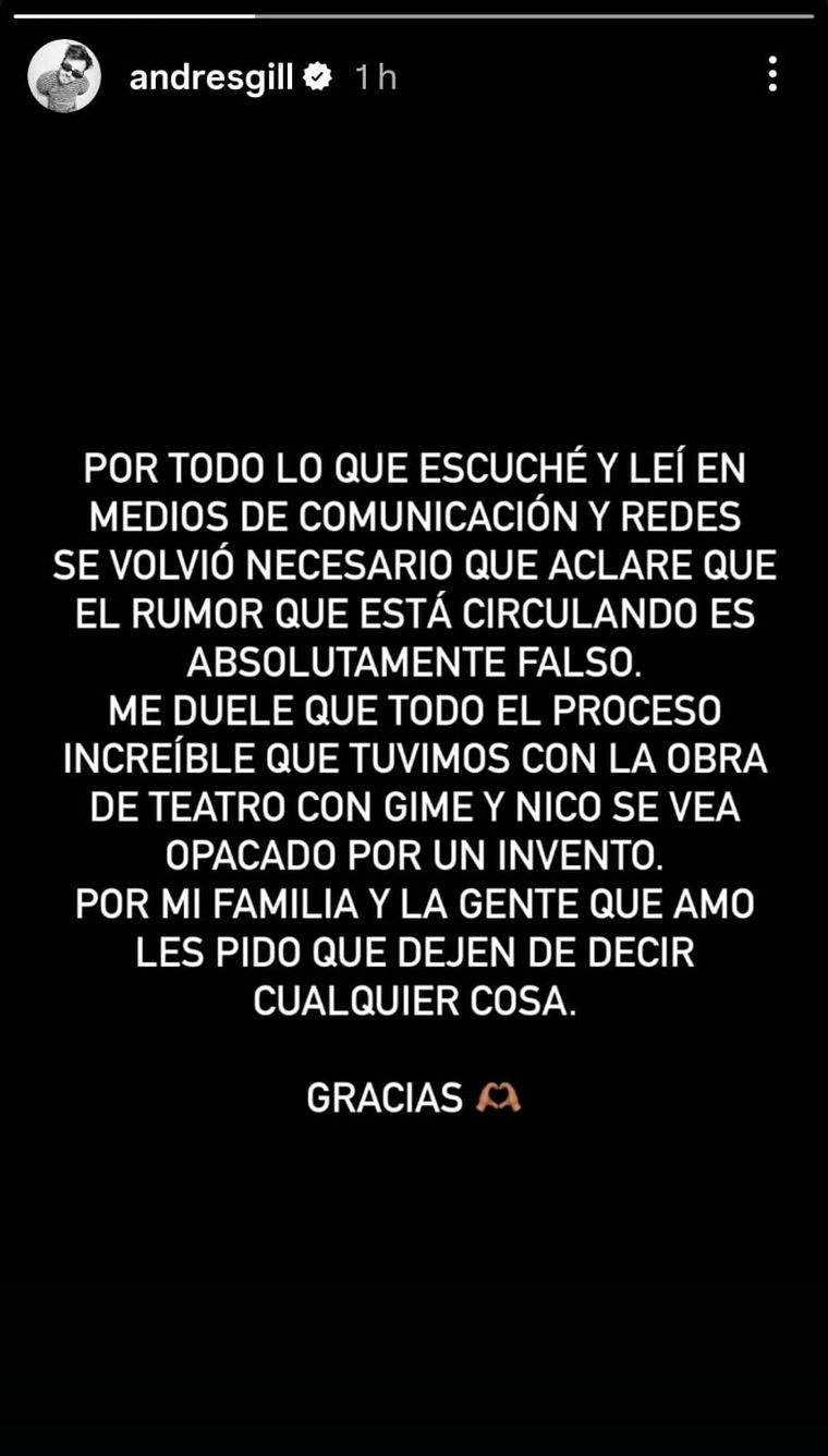 Gil apuntó contra las personas que inventaron el rumor de amantazgo con Accardi. Gil apuntó contra las personas que inventaron el rumor de amantazgo con Accardi.