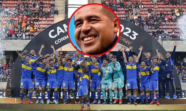 Riquelme estuvo presente en la celebración de Boca.