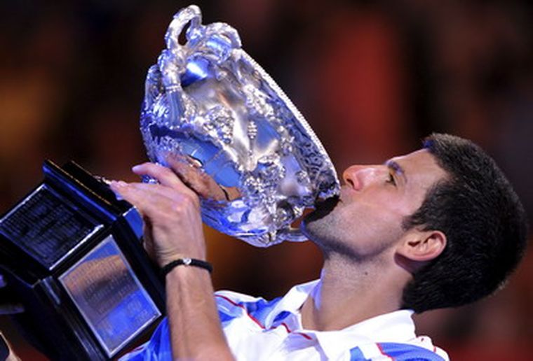 Nole festeja en Melbourne. Foto: EFE