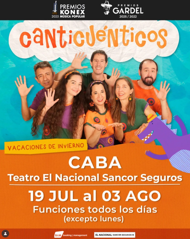 Canticuénticos se presentará en el Teatro El Nacional Sancor Seguros durante las vacaciones de invierno. Canticuénticos se presentará en el Teatro El Nacional Sancor Seguros durante las vacaciones de invierno.