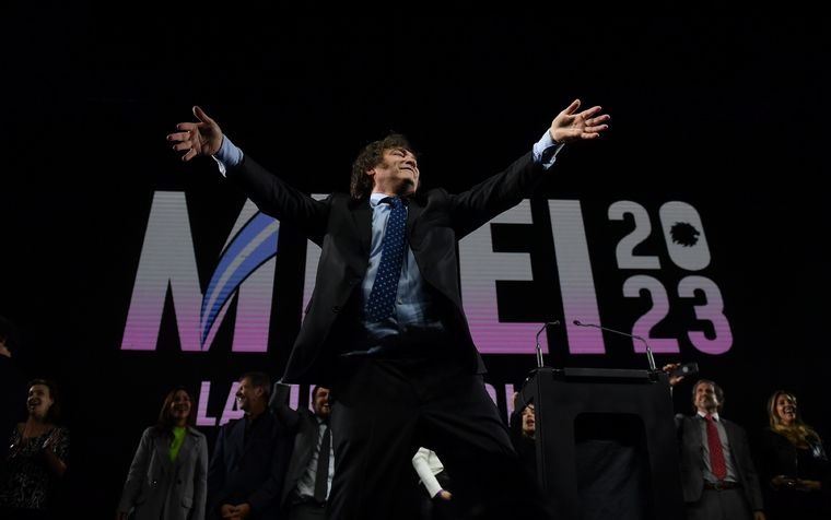Javier Milei Milei cerró su campaña frente a 15 mil personas en el Movistar Arena. Créditos: Télam Foto: Télam
