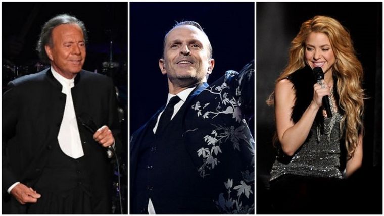 Julio Iglesias, Miguel Bosé y Shakira son algunos artistas que figuran en los Pandora Papers. Foto: Getty Images/BBC Mundo