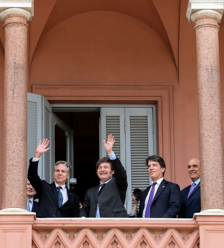 Antony Blinken y Javier Milei se reunieron este viernes en Casa Rosada Foto: Noticias Argentinas