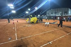 Así quedó el helicóptero tras la caída.