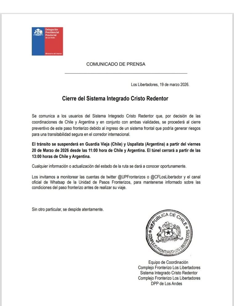 El comunicado oficial de las autoridades fronterizas El comunicado oficial de las autoridades fronterizas