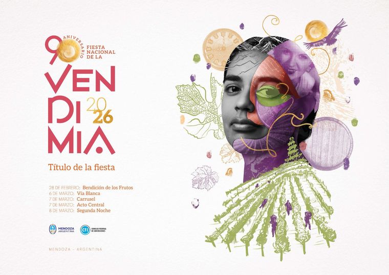 El afiche de la Fiesta de la Vendimia 2026. El afiche de la Fiesta de la Vendimia 2026.