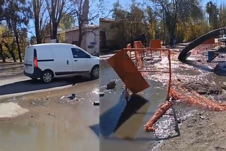 cloacas que brotan como un geiser en plena calle cloacas que brotan como un geiser en plena calle