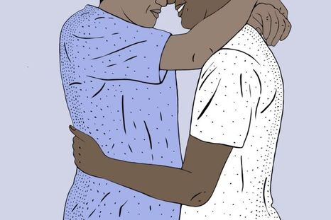 Mohamed fue sorprendido por la hermana de su novio, Ahmed, mientras la pareja se encontraba en una situación romántica.