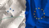 Las banderas de Mercosur y la Unión Europea. Las banderas de Mercosur y la Unión Europea.