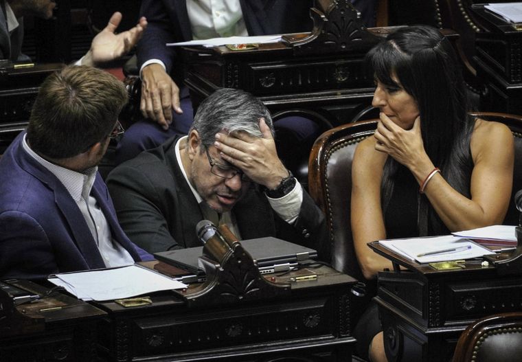 Pamela Verasay al lado del presidente del bloque Unión por la Patria, Germán Martínez. Foto: Noticias Argentinas