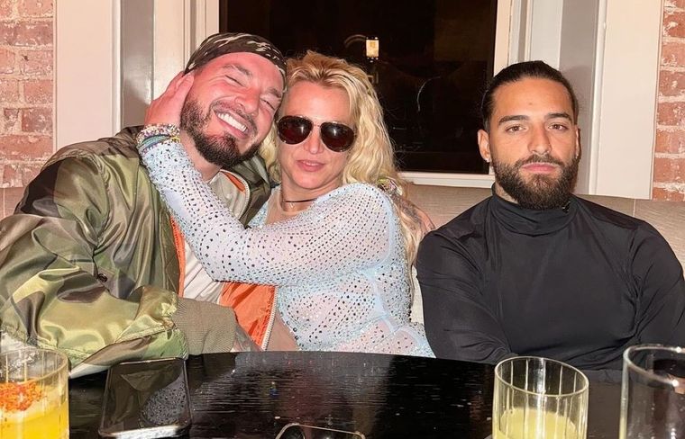Maluma. J Balvin y Britney Spears en un fugaz encuentro. Foto: Maluma / Instagram