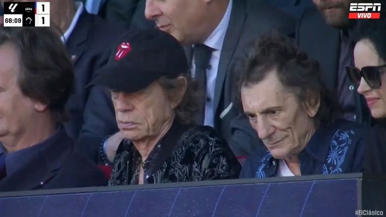 A Mick Jagger no le gustaron nada los goles de Bellingham: el Real Madrid se quedó con el Clásico ante el Barcelona Foto: ESPN