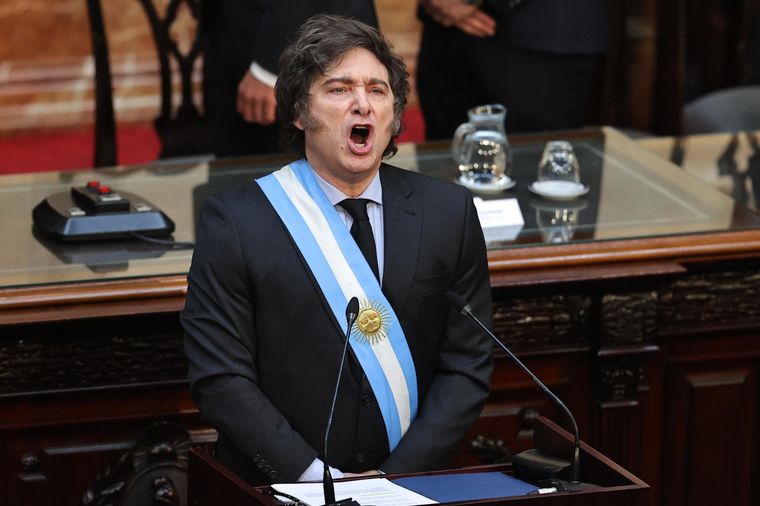 Javier Milei, en su último discurso en el Congreso al presentar el proyecto de Presupuesto 2025. Foto: EFE