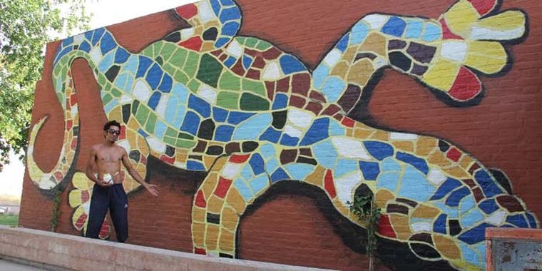 Cristian Salas y su obra Foto: Maggie Ojcius/ Mediamza.com