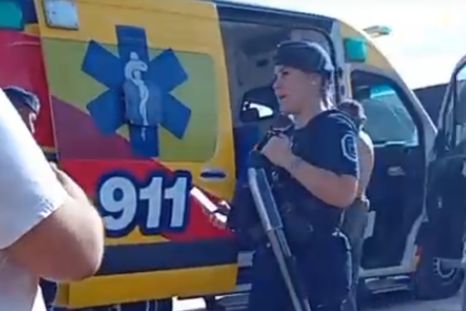 La escena del ataque de los pitbulls en Las Heras. La escena del ataque de los pitbulls en Las Heras.