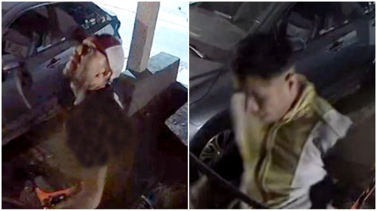 Los dos ladrones que fueron captados por las cámaras durante el robo de bicicletas en Godoy Cruz.&nbsp;