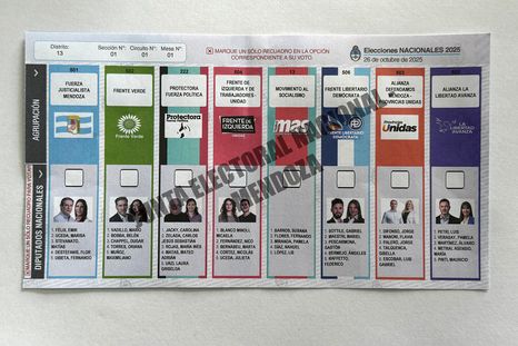 La boleta que se va a encontrar el electorado de Mendoza. La boleta que se va a encontrar el electorado de Mendoza.