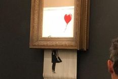 El cuadro de Banksy se autodestruyó durante una subasta. Foto: BBC Mundo