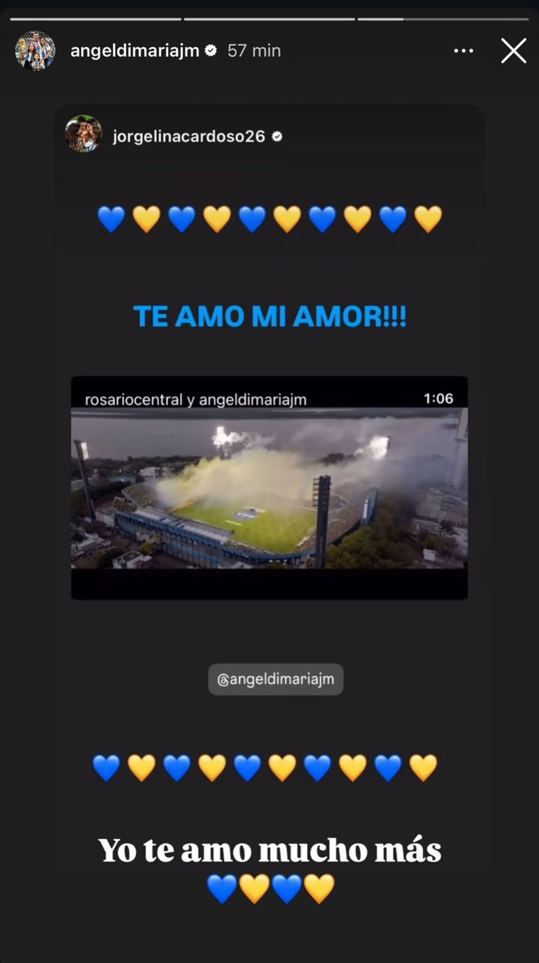 El intercambio de Di María con su esposa. (Foto: Instagram)