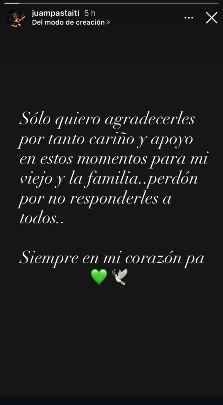La historia que subió Juan Pablo Staiti este jueves por la madrugada. La historia que subió Juan Pablo Staiti este jueves por la madrugada.