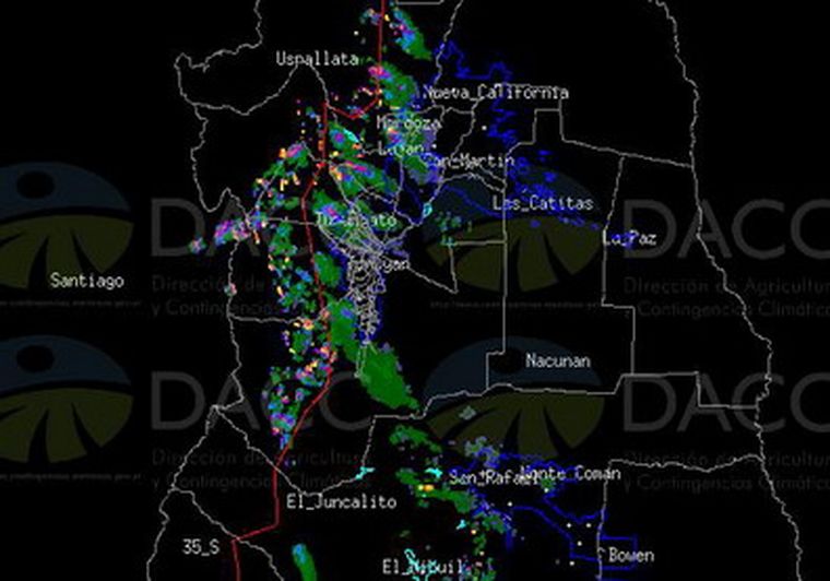 Imagen de los ecos del radar de Contingencias de las 12.00.