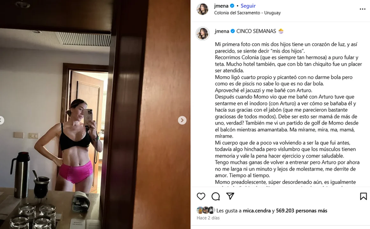 Jimena Barón no dudó en mostrarse en redes sociales a un mes de haber sido madre. Jimena Barón no dudó en mostrarse en redes sociales a un mes de haber sido madre.