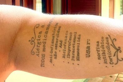 MDZol | La idea del tatuaje surgió del miedo a tener que enfrentar una situación en la que Amanda pierda el conocimiento. Foto: AMANDA MUNARETTI SELBACH